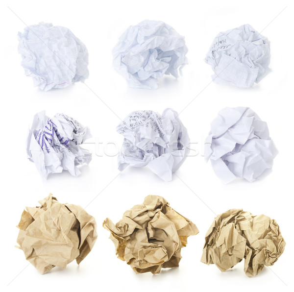 Set of  Crumpled Paper Balls - Squered, Office and Brown Craft   Stock photo © Taiga