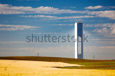Solar Tower with rays  - thermo-solar power - blue sky and green Stock photo © Taiga