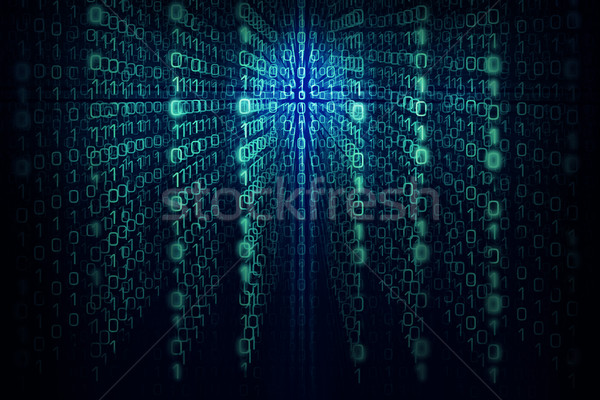 Matrix background with the green and  blue symbols Stock photo © Taiga