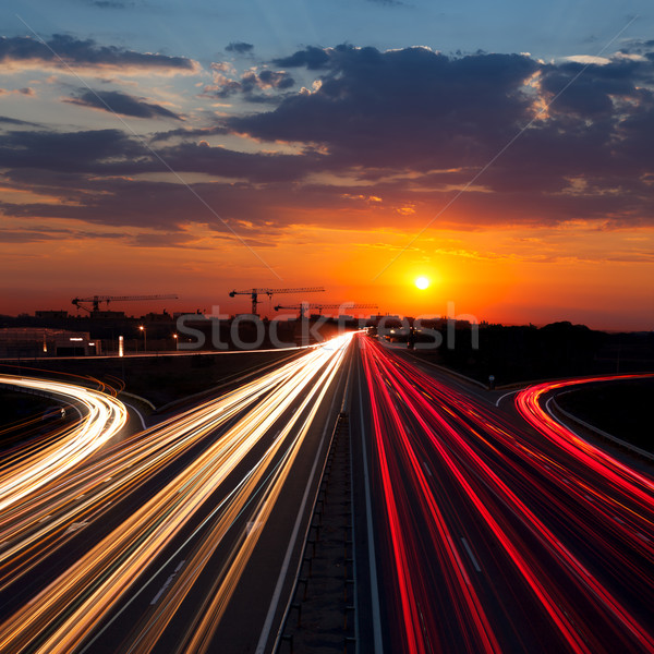 Viteză trafic apus de soare timp oraş lumina Imagine de stoc © Taiga