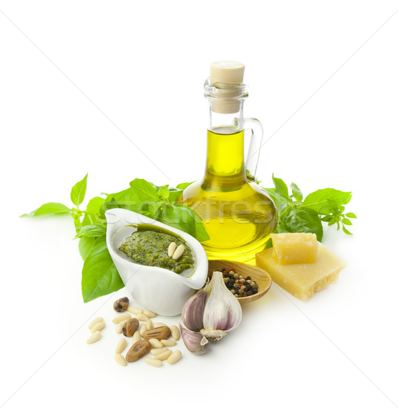 Stok fotoğraf: Taze · pesto · malzemeler · yalıtılmış · beyaz · gıda