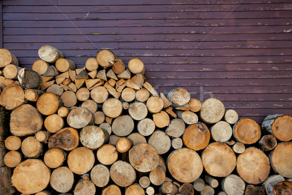 Background of wood logs and old wall Stock photo © Taiga
