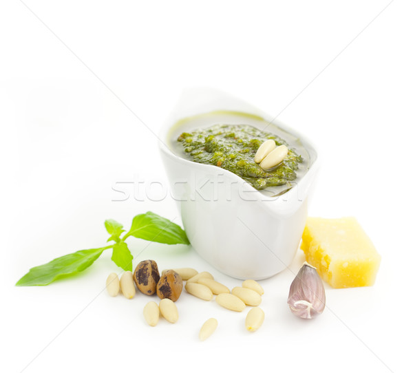 Foto stock: Frescos · pesto · ingredientes · aislado · blanco · alimentos