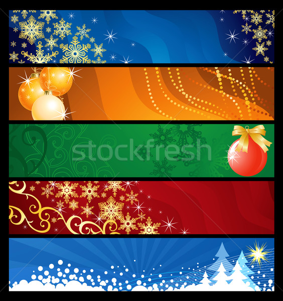 Set of five Christmas  banners / vector / colourful backgrounds Stock photo © Taiga