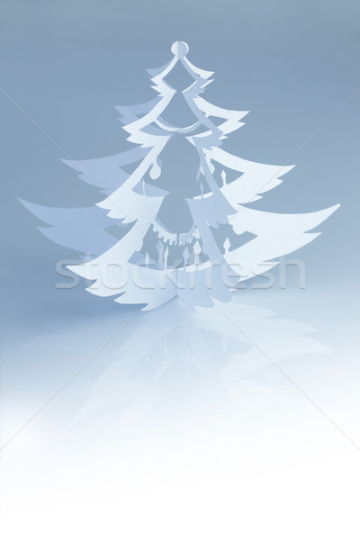Stockfoto: Mooie · witte · handgemaakt · kerstboom · silhouet · verticaal