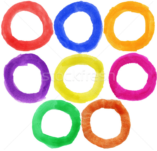 Foto stock: Aquarela · mão · pintado · círculos · grande · tamanho