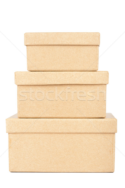 Karton Turm Karton Boxen isoliert weiß Stock foto © Taigi
