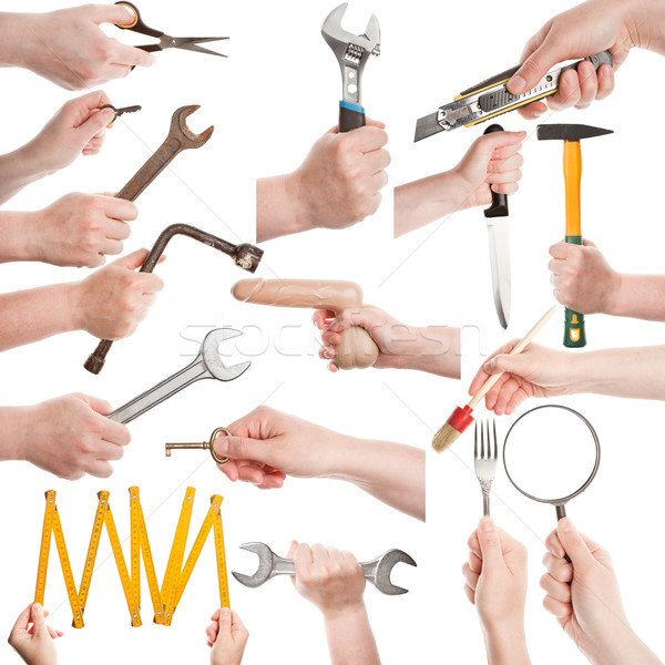 Mãos ferramentas conjunto feminino isolado Foto stock © Taigi