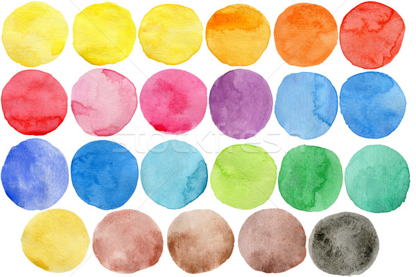 Stock foto: Wasserfarbe · Hand · gemalt · Kreise · Kreis · Form