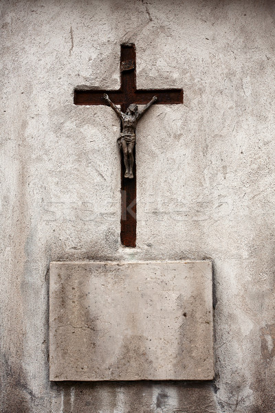Foto d'archivio: Cross · concrete · piatto · muro · vecchio · texture