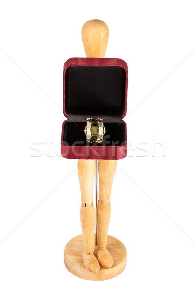 Wooden dummy carrying red gift box Stock photo © Taigi