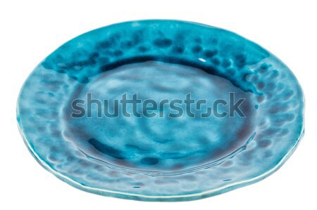 藍色 手工製造 陶器 盤 孤立 白 商業照片 © Taigi