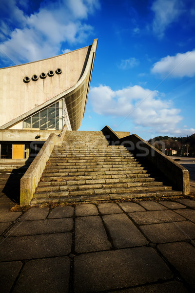 Lépcsősor palota sportok elhagyatott Vilnius Litvánia Stock fotó © Taigi