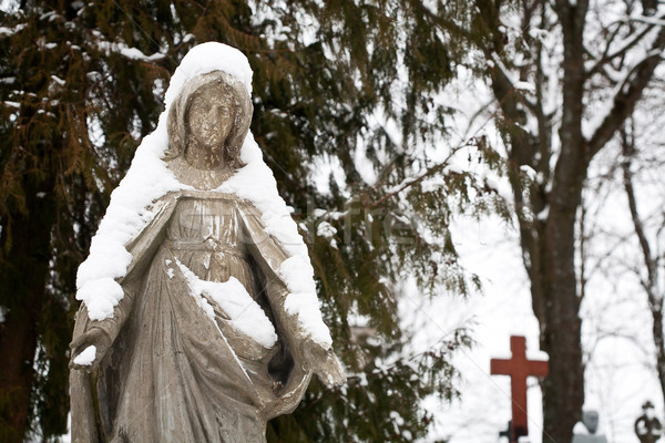 Szobor szűz temető Vilnius Litvánia égbolt Stock fotó © Taigi