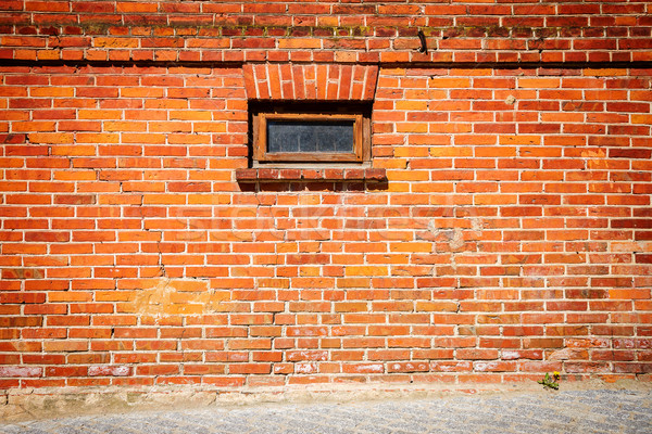 Ziegel rot Backsteinmauer Fenster Holz Bau Stock foto © Taigi