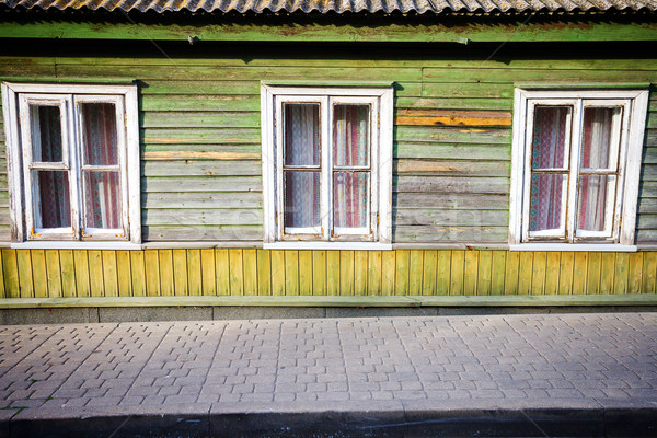 Eski yeşil duvar pencereler ahşap Stok fotoğraf © Taigi