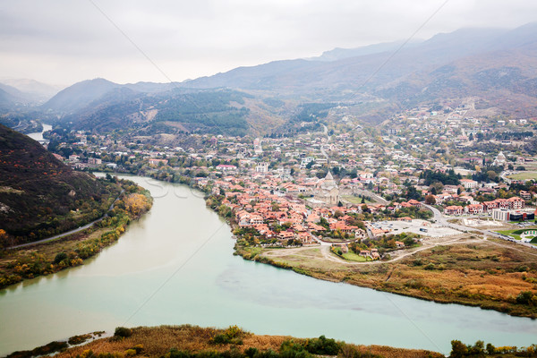 [[stock_photo]]: Panoramique · vue · ville · monastère · Géorgie · ville