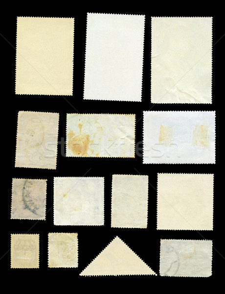 Set post Briefmarken Seite isoliert schwarz Stock foto © Taigi