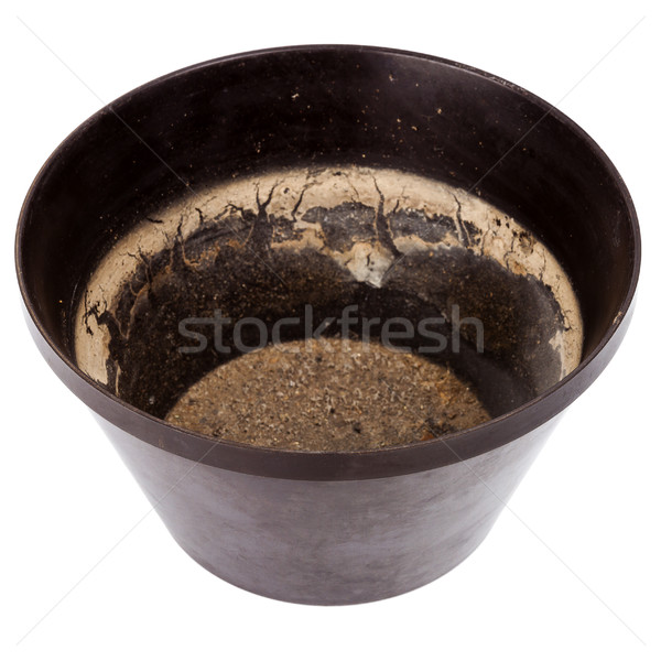 Stock photo: Old plastic flower pot