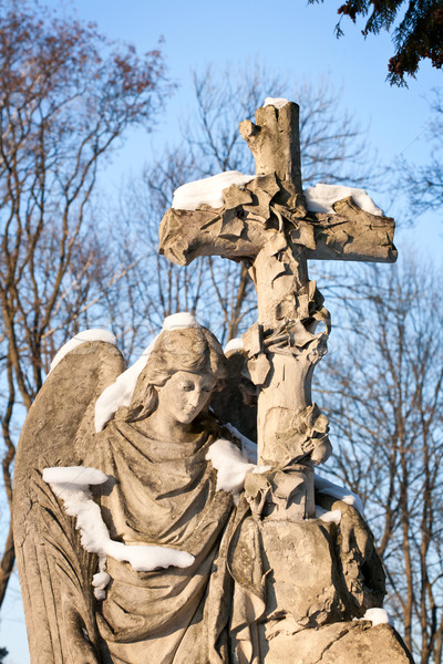 înger cimitir Vilnius Lituania ochi zăpadă Imagine de stoc © Taigi