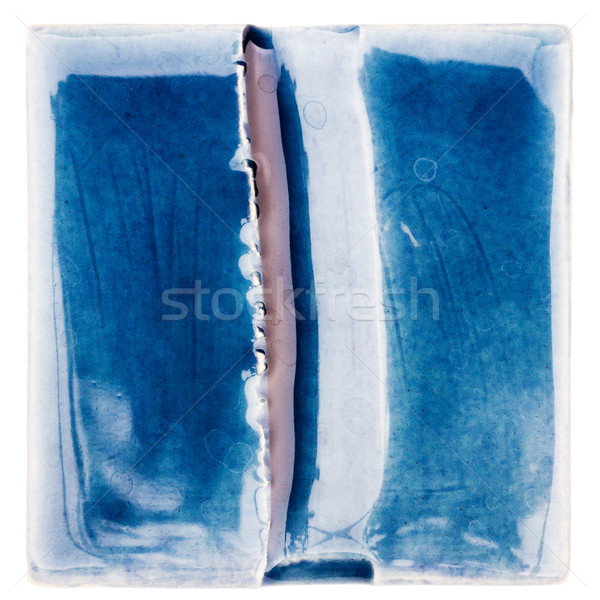 Wykonany ręcznie ceramiczne Płytka niebieski odizolowany biały Zdjęcia stock © Taigi