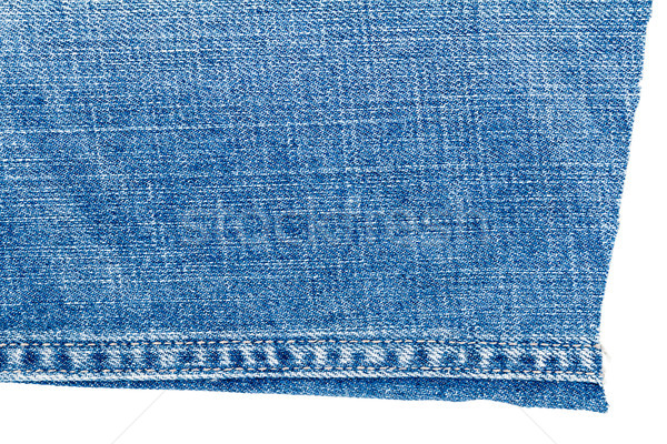 Stück hellblau Jeans Stoff isoliert weiß Stock foto © Taigi