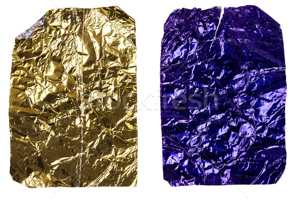 Stock photo: Two crumpled pieces of aluminum foil