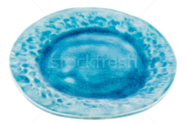 Stock photo: Blue handmade pottery plate