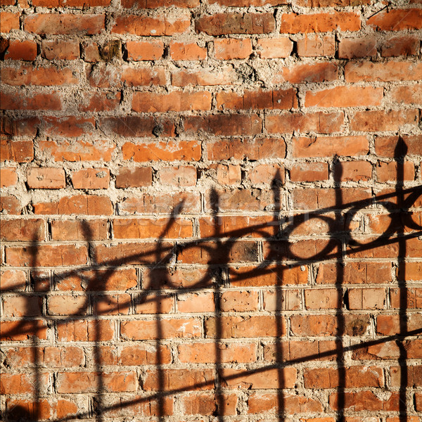 Shadow of a fence on a brick wall Stock photo © Taigi