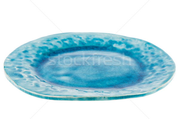Niebieski wykonany ręcznie ceramiki tablicy odizolowany biały Zdjęcia stock © Taigi