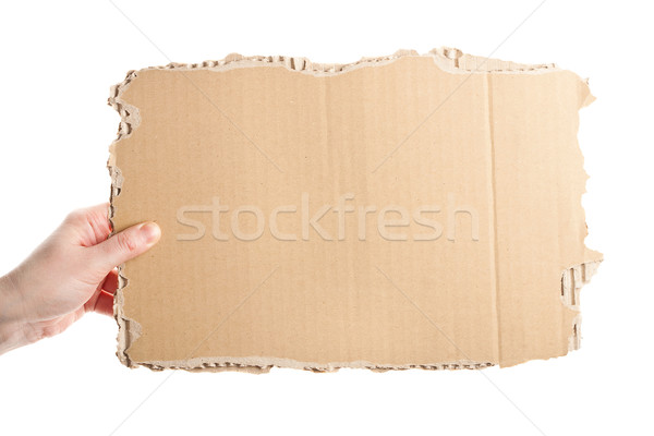 Stockfoto: Hand · karton · vrouwelijke · lege · stuk