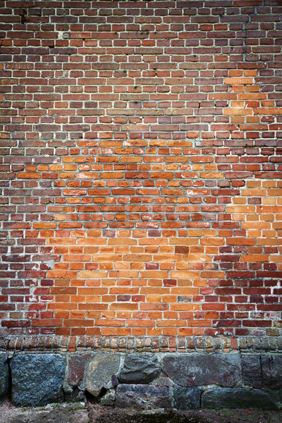 Foto stock: Rojo · pared · de · ladrillo · piedra · sótano · edificio · diseno