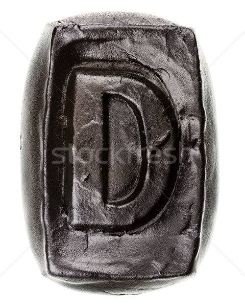Handgemaakt keramische letter d geschilderd zwarte geïsoleerd Stockfoto © Taigi