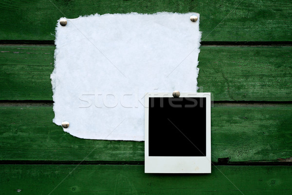 ハンドメイド 紙 インスタント 写真 緑 木製 ストックフォト © Taigi