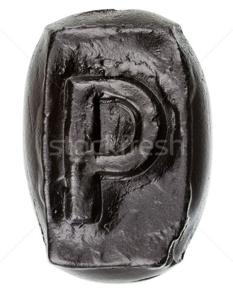 Wykonany ręcznie ceramiczne litera p malowany czarny odizolowany Zdjęcia stock © Taigi