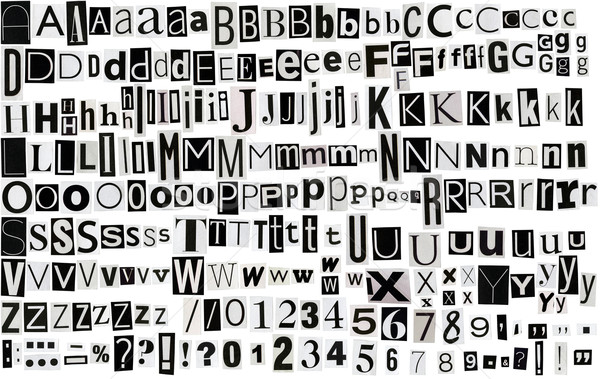 Periódico alfabeto revista cartas números símbolos Foto stock © Taigi