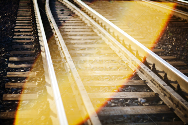 Stock photo: De focused railroad track