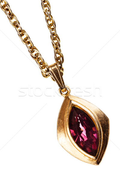 Złota rubin łańcucha złoty odizolowany biały Zdjęcia stock © Taigi