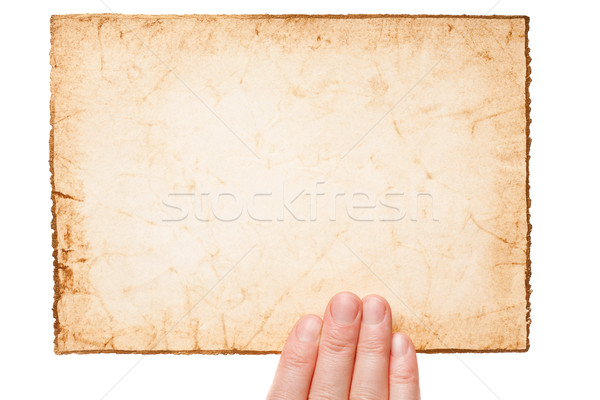 Foto stock: Feito · à · mão · papel · mulher · mão · ouro · isolado