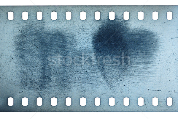 Vieux grunge bande de film bruyants bleu isolé Photo stock © Taigi