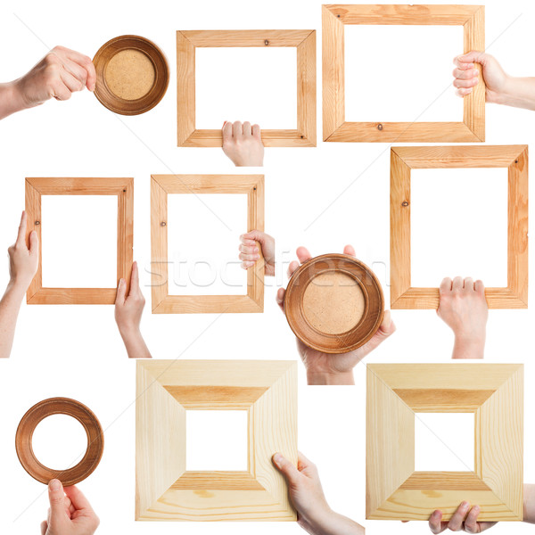 Set of female hands holding frames Stock photo © Taigi