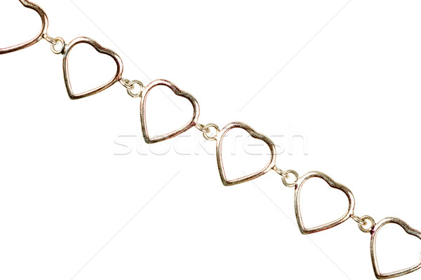 Old metal chain made of large heart shape links Stock photo © Taigi