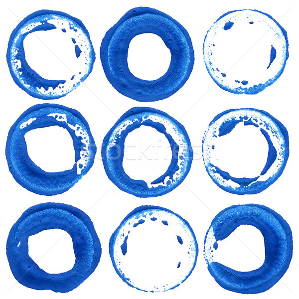 Acrílico pintar círculos conjunto azul projeto Foto stock © Taigi