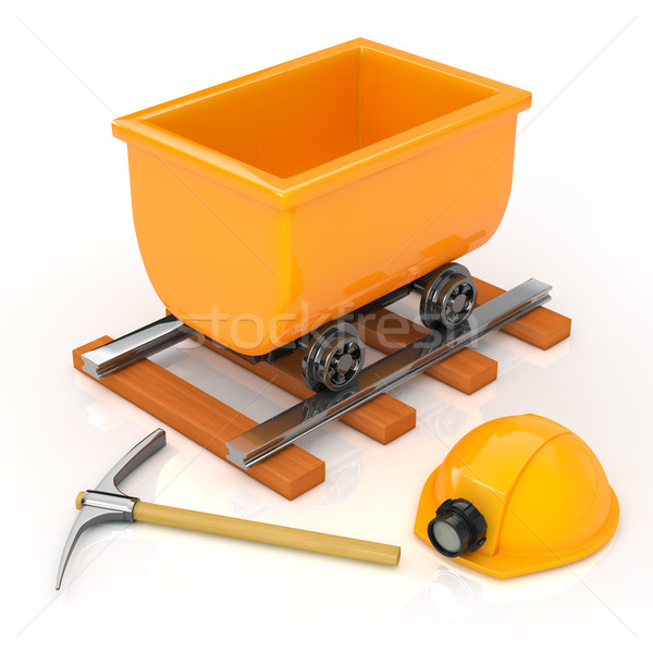 The mining equipment and Dolly on white background Stock photo © taiyaki999