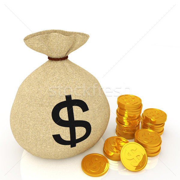 商业照片: 美元 ·袋· 签署 · 黄金 · 现金 · 纺织品