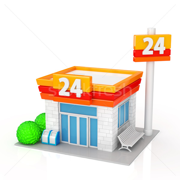 Foto stock: Conveniencia · tienda · blanco · modelo · fondo · compras