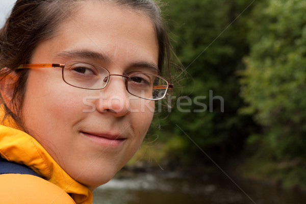 Mulher caminhadas mulher jovem floresta rio água Foto stock © Talanis