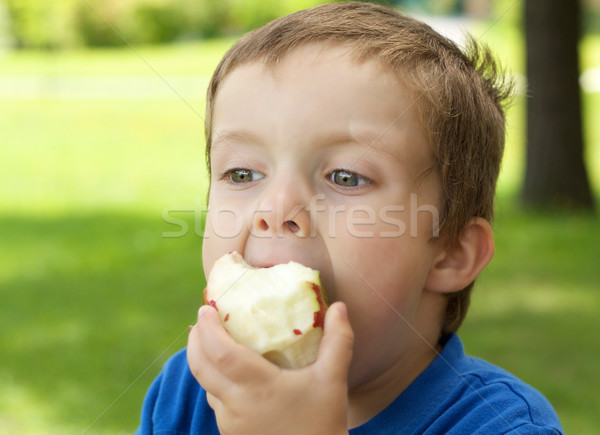 Menino alimentação maçã pequeno cara Foto stock © Talanis