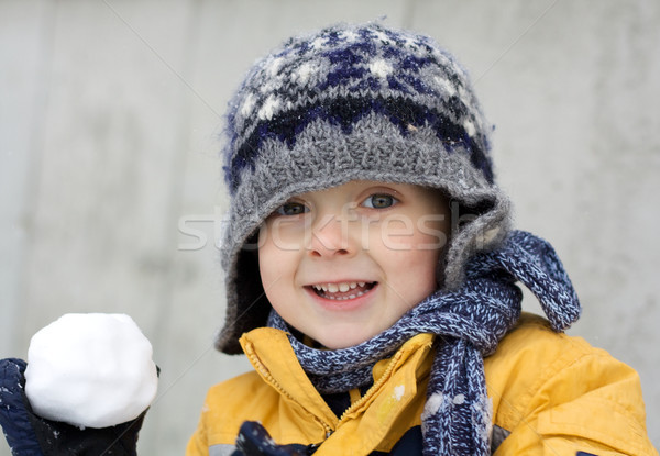 Erste Schnee Aufregung cute wenig Junge Stock foto © Talanis