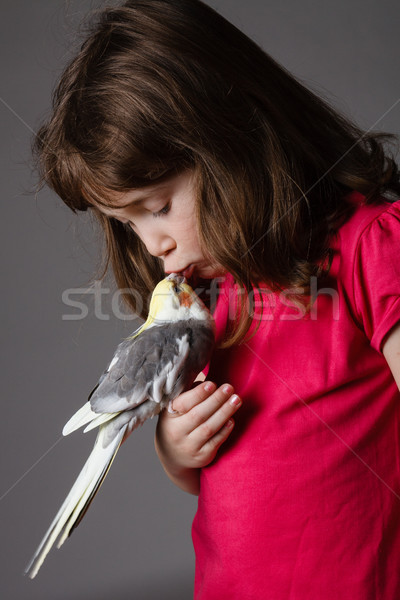 Menina bonitinho little girl animal de estimação criança jovem Foto stock © Talanis